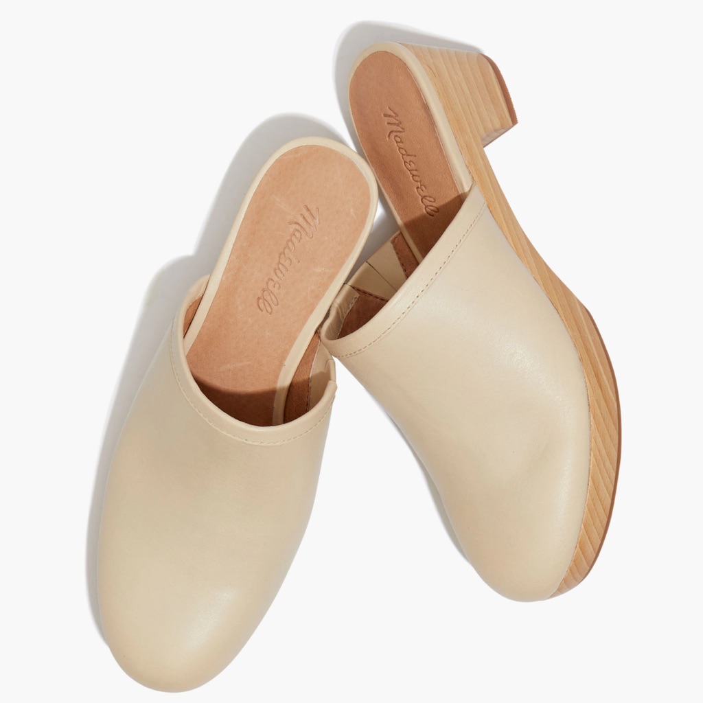 Madewell Cream Leather Mules Elegant Slip-On Design